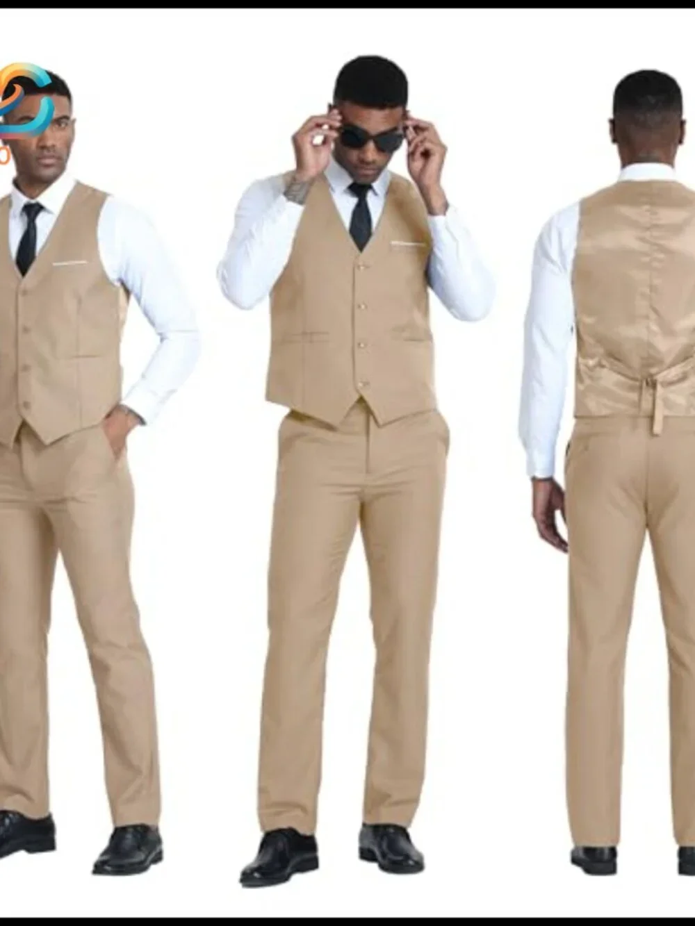 Slim Fit 2-Piece Suit Set with Vest, Polyester Blend, Formal Business Attire